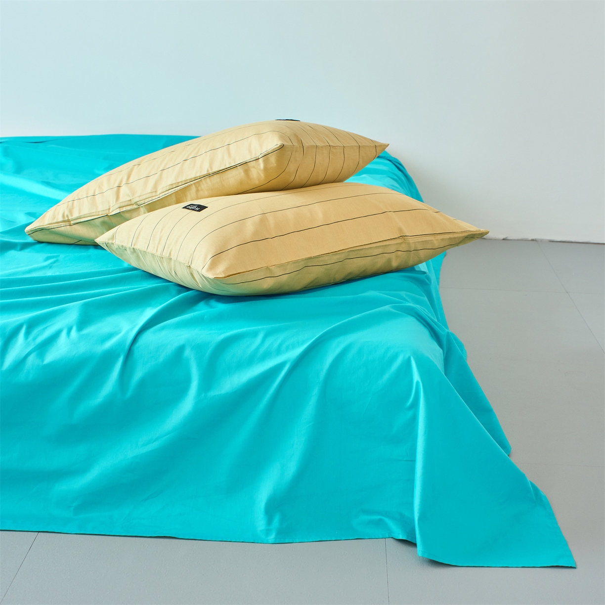 91家纺网 家纺一手货源 找家纺 兰紫橙家纺 2026新款简约风全棉条纹四件套 暖风