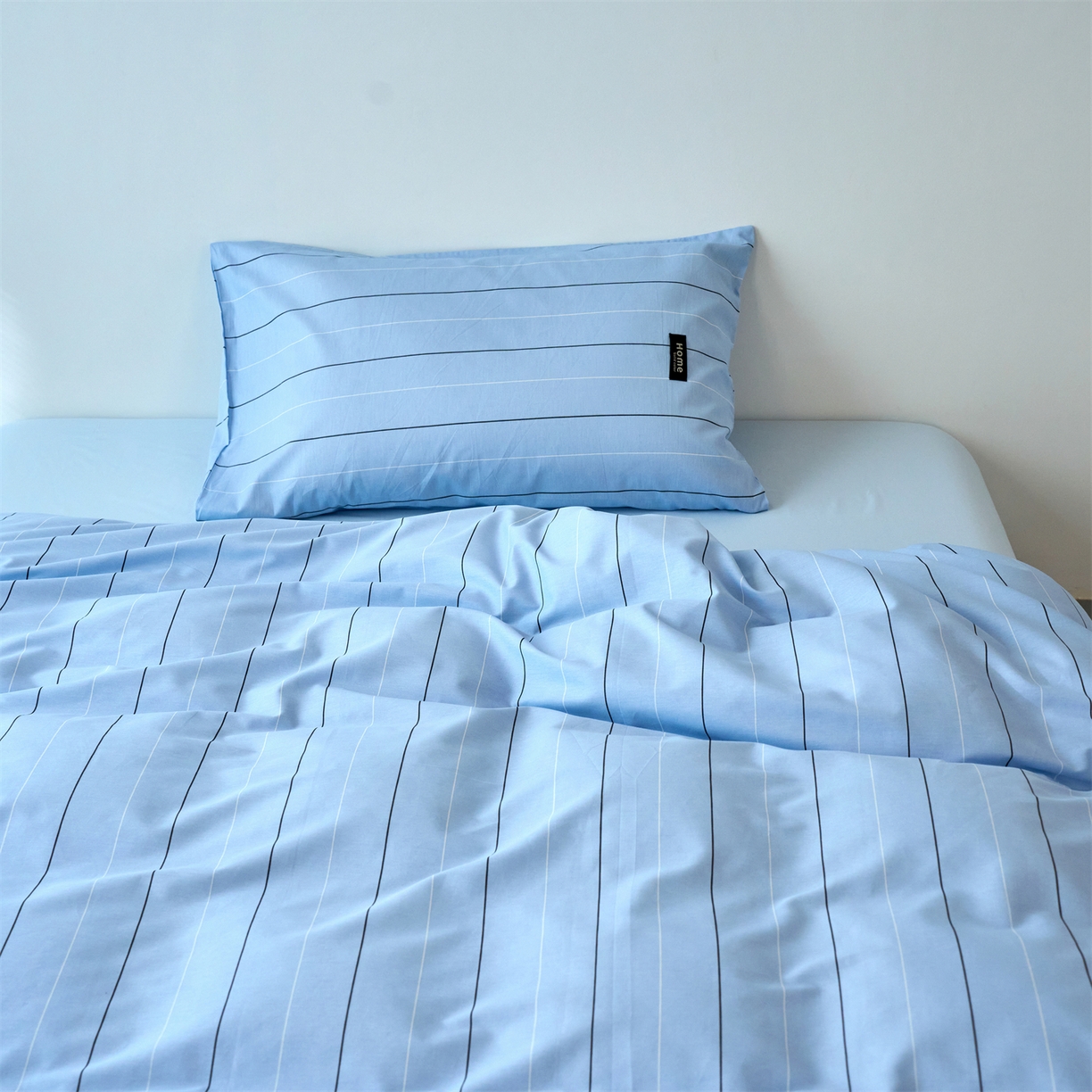 91家纺网 家纺一手货源 找家纺 兰紫橙家纺 2026新款简约风全棉条纹四件套 山奈