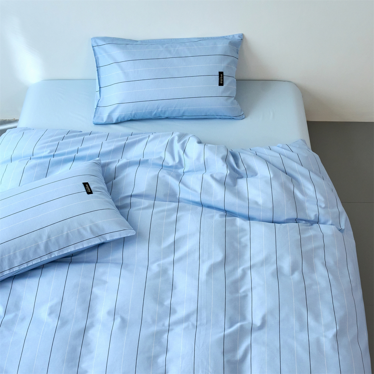 91家纺网 家纺一手货源 找家纺 兰紫橙家纺 2026新款简约风全棉条纹四件套 山奈