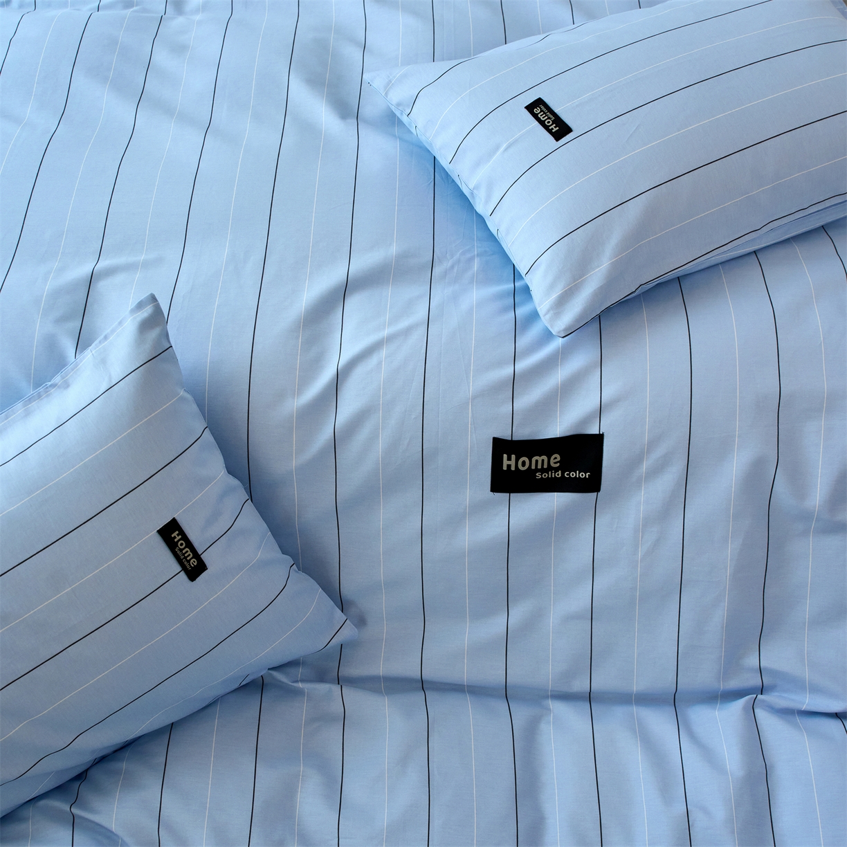 91家纺网 家纺一手货源 找家纺 兰紫橙家纺 2026新款简约风全棉条纹四件套 山奈