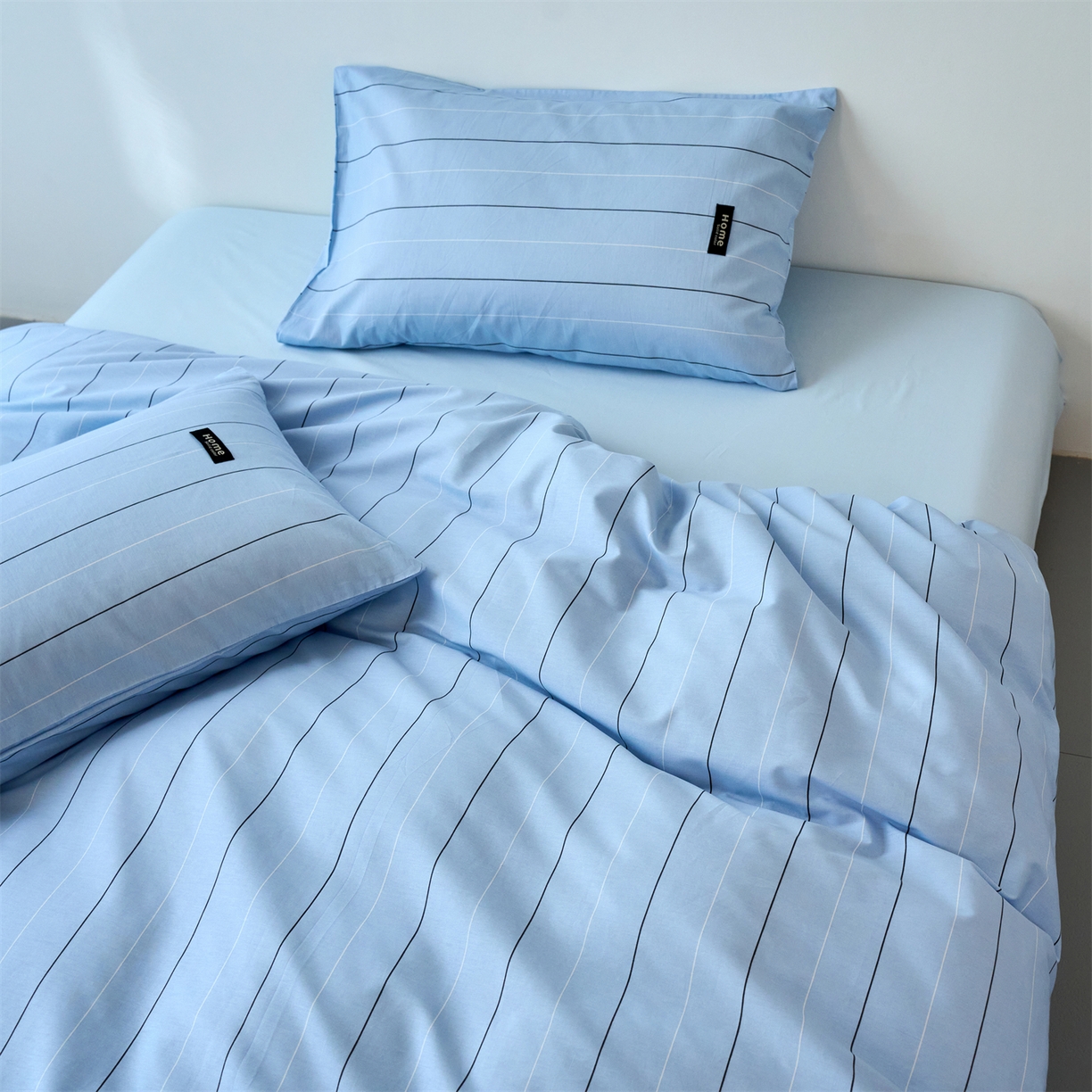 91家纺网 家纺一手货源 找家纺 兰紫橙家纺 2026新款简约风全棉条纹四件套 山奈