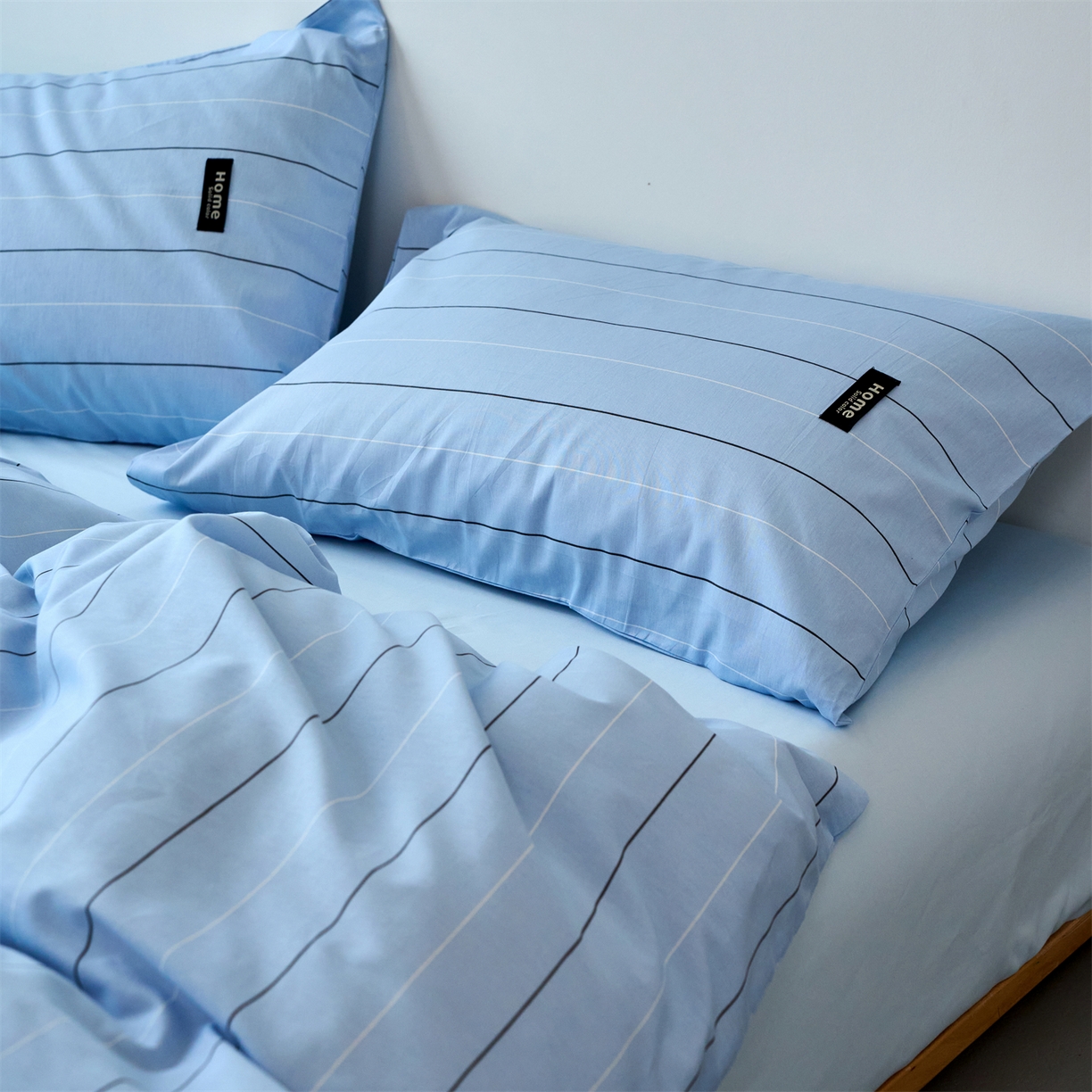 91家纺网 家纺一手货源 找家纺 兰紫橙家纺 2026新款简约风全棉条纹四件套 山奈