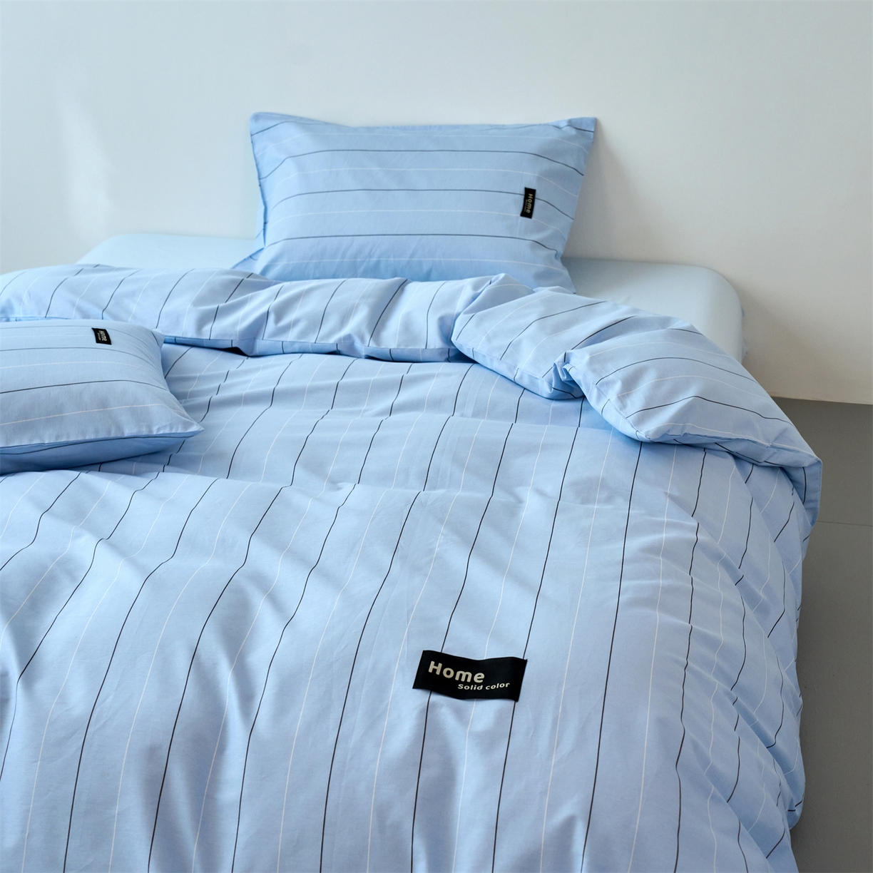 91家纺网 家纺一手货源 找家纺 兰紫橙家纺 2026新款简约风全棉条纹四件套 山奈