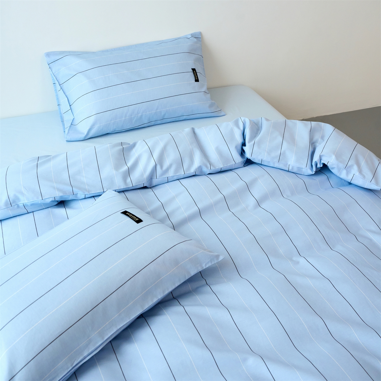 91家纺网 家纺一手货源 找家纺 兰紫橙家纺 2026新款简约风全棉条纹四件套 山奈