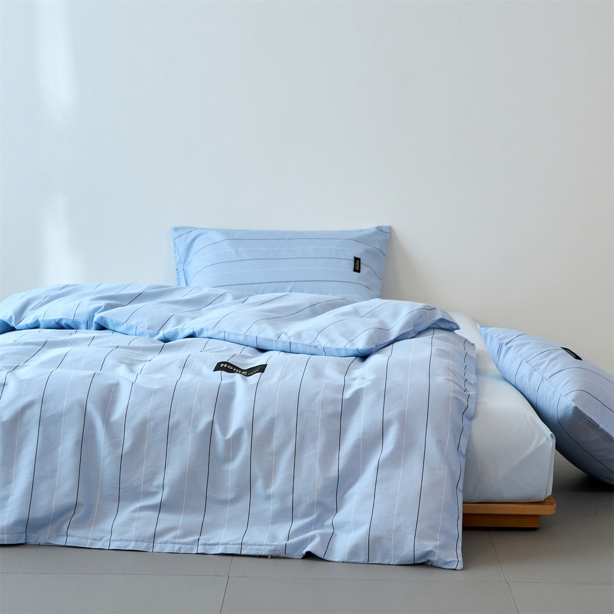 91家纺网 家纺一手货源 找家纺 兰紫橙家纺 2026新款简约风全棉条纹四件套 山奈