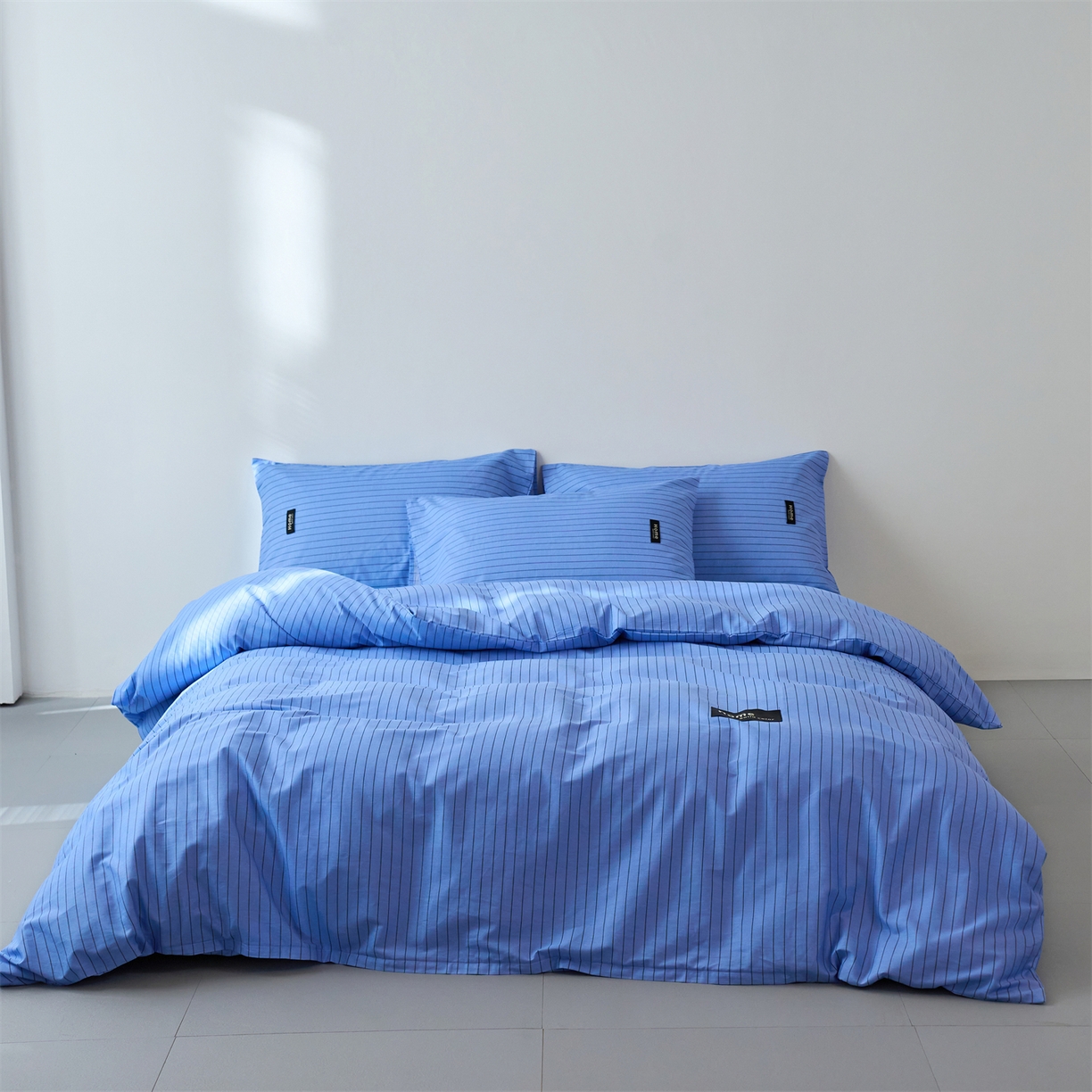 91家纺网 家纺一手货源 找家纺 兰紫橙家纺 2026新款简约风全棉条纹四件套 云初