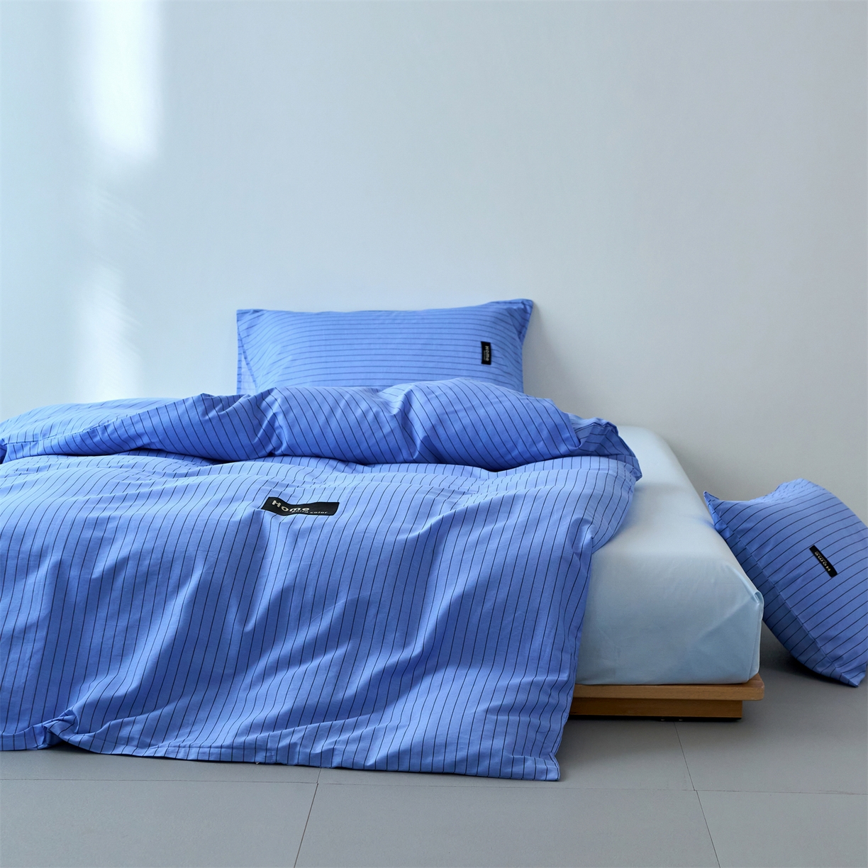 91家纺网 家纺一手货源 找家纺 兰紫橙家纺 2026新款简约风全棉条纹四件套 云初