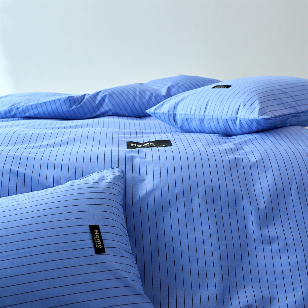 91家纺网 家纺一手货源 找家纺 兰紫橙家纺 2026新款简约风全棉条纹四件套 云初