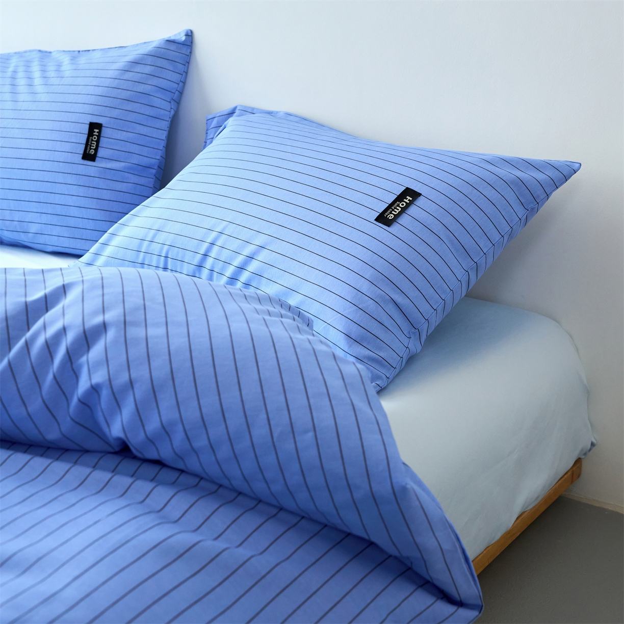 91家纺网 家纺一手货源 找家纺 兰紫橙家纺 2026新款简约风全棉条纹四件套 云初