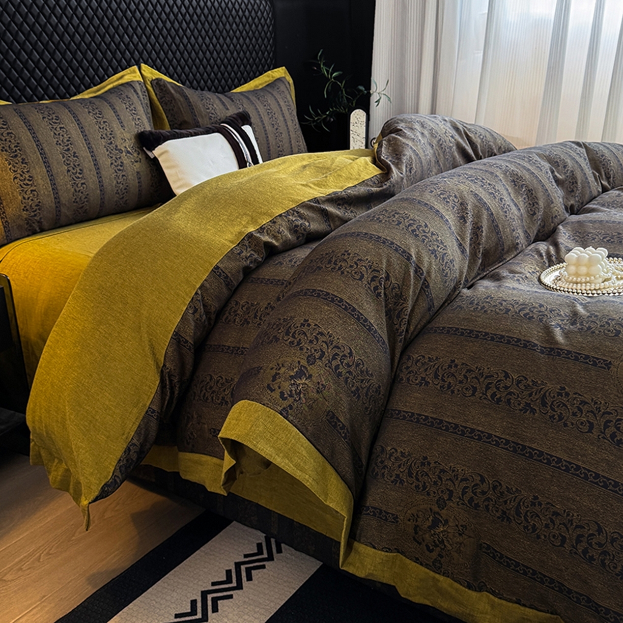 91家纺网 家纺一手货源 找家纺 （总）松色家居 2026新款棉麻水洗色织四件套-艾利卡