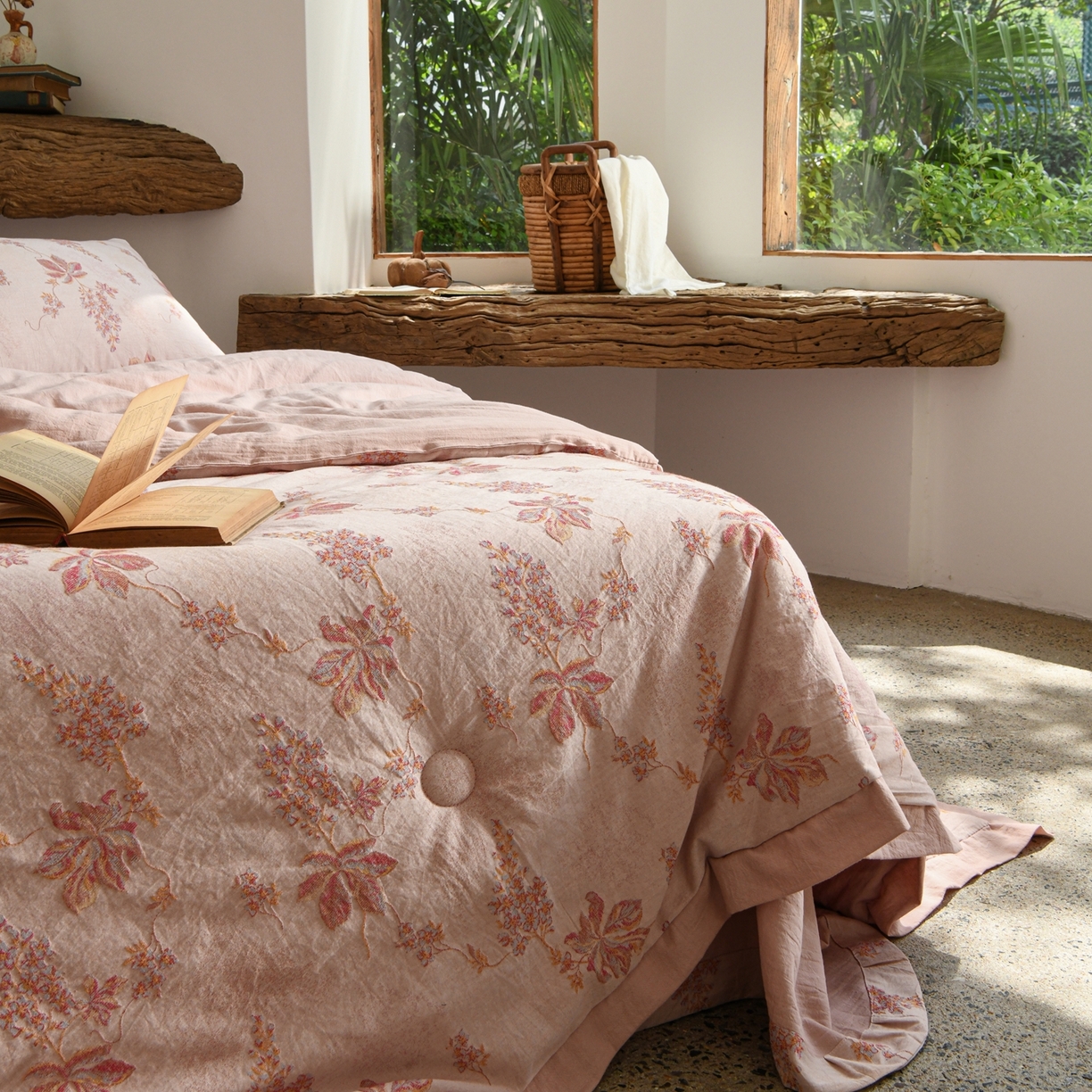 91家纺网 家纺一手货源 找家纺 （总）松色家居 2026新款棉麻水洗色织四件套被芯系列-禾里