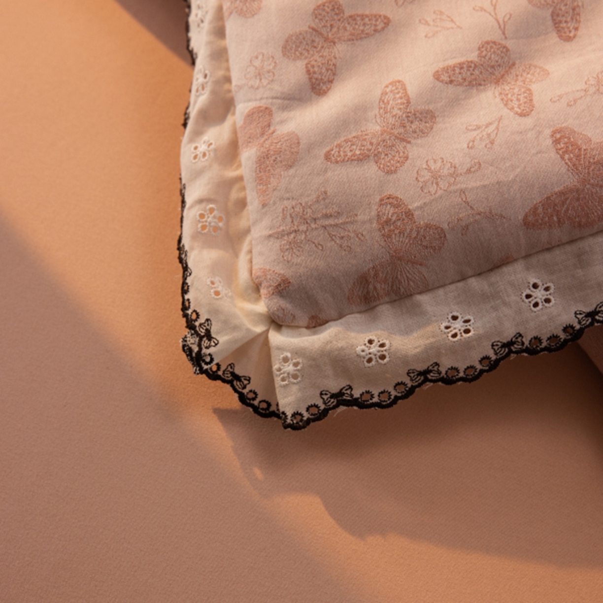 91家纺网 家纺一手货源 找家纺 （总）松色家居 2026新款棉麻水洗色织四件套被芯系列-远黛-粉