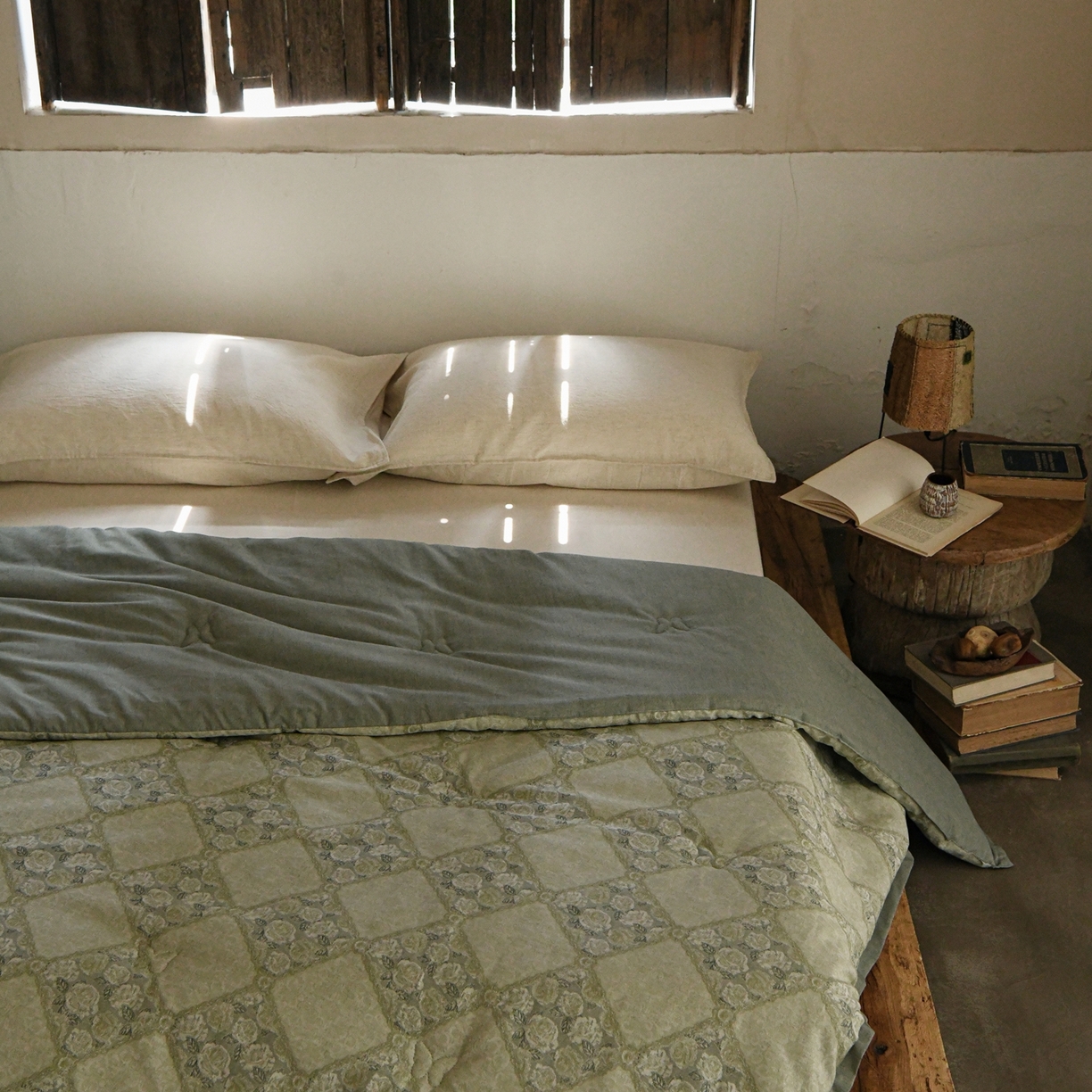 91家纺网 家纺一手货源 找家纺 （总）松色家居 2026新款棉麻水洗色织春秋被-花韵-灰