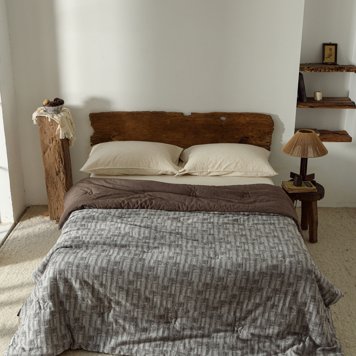 （总）松色家居 2026新款棉麻水洗色织春秋被-素韵语-咖