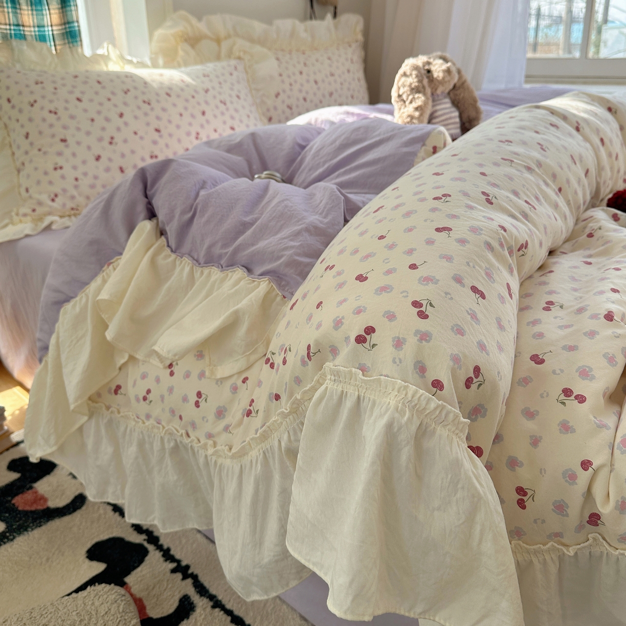 91家纺网 家纺一手货源 找家纺 （总）顾里家纺 2026新款春日碎花大花边云感棉四件套（床笠属于定制 后期不予退换）