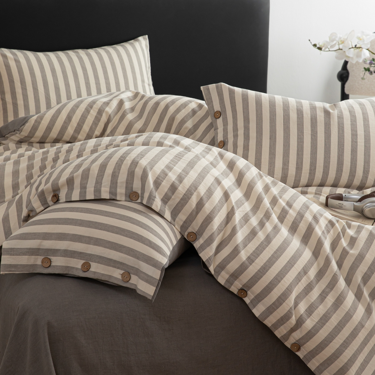 91家纺网 家纺一手货源 找家纺 （总）简宜家居（朝初家纺） 2026新款棉麻四件套-条纹格子系列