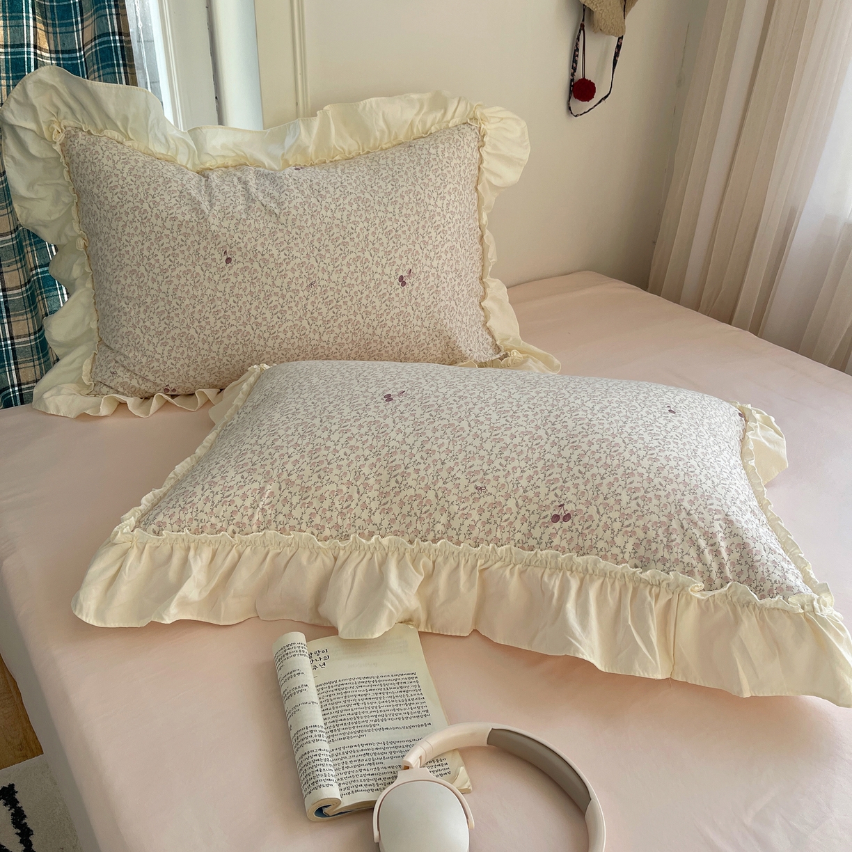 91家纺网 家纺一手货源 找家纺 顾里家纺 2026新款春日碎花大花边云感棉四件套（床笠属于定制 后期不予退换） 樱桃花