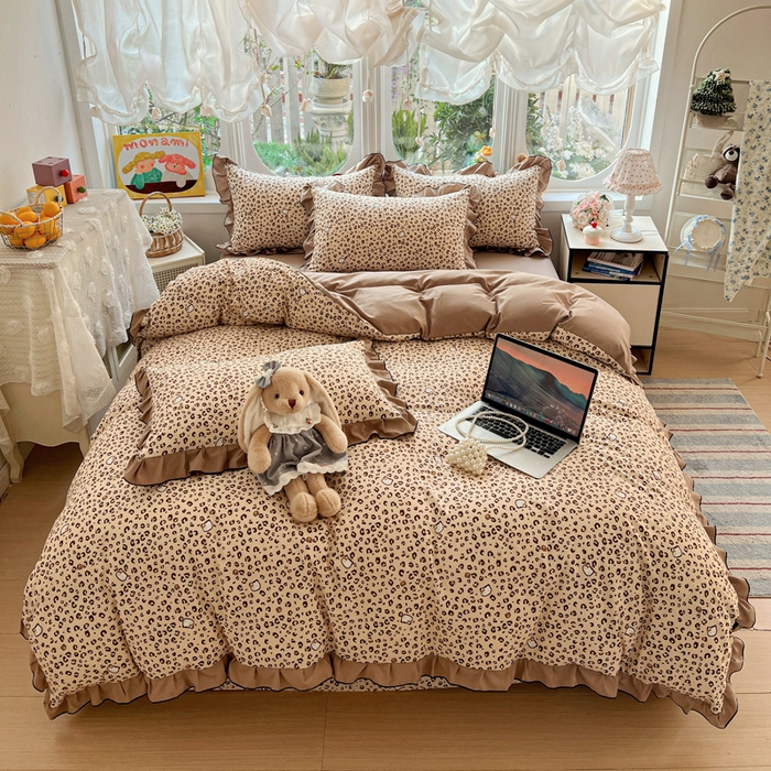 91家纺网 家纺一手货源 找家纺 （总）莱越家纺 2026新款A类仿棉四件套古法水洗棉法式工艺花边四件套