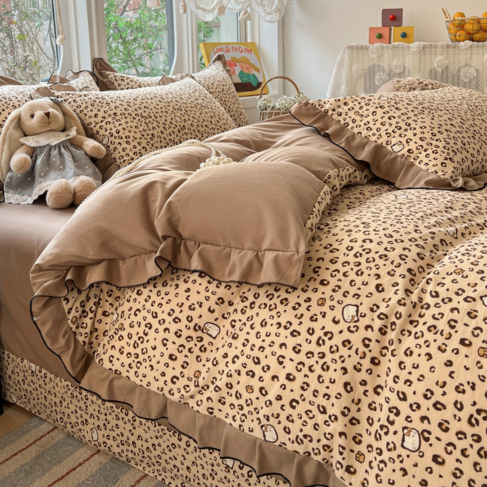 91家纺网 家纺一手货源 找家纺 （总）莱越家纺 2026新款A类仿棉四件套古法水洗棉法式工艺花边四件套