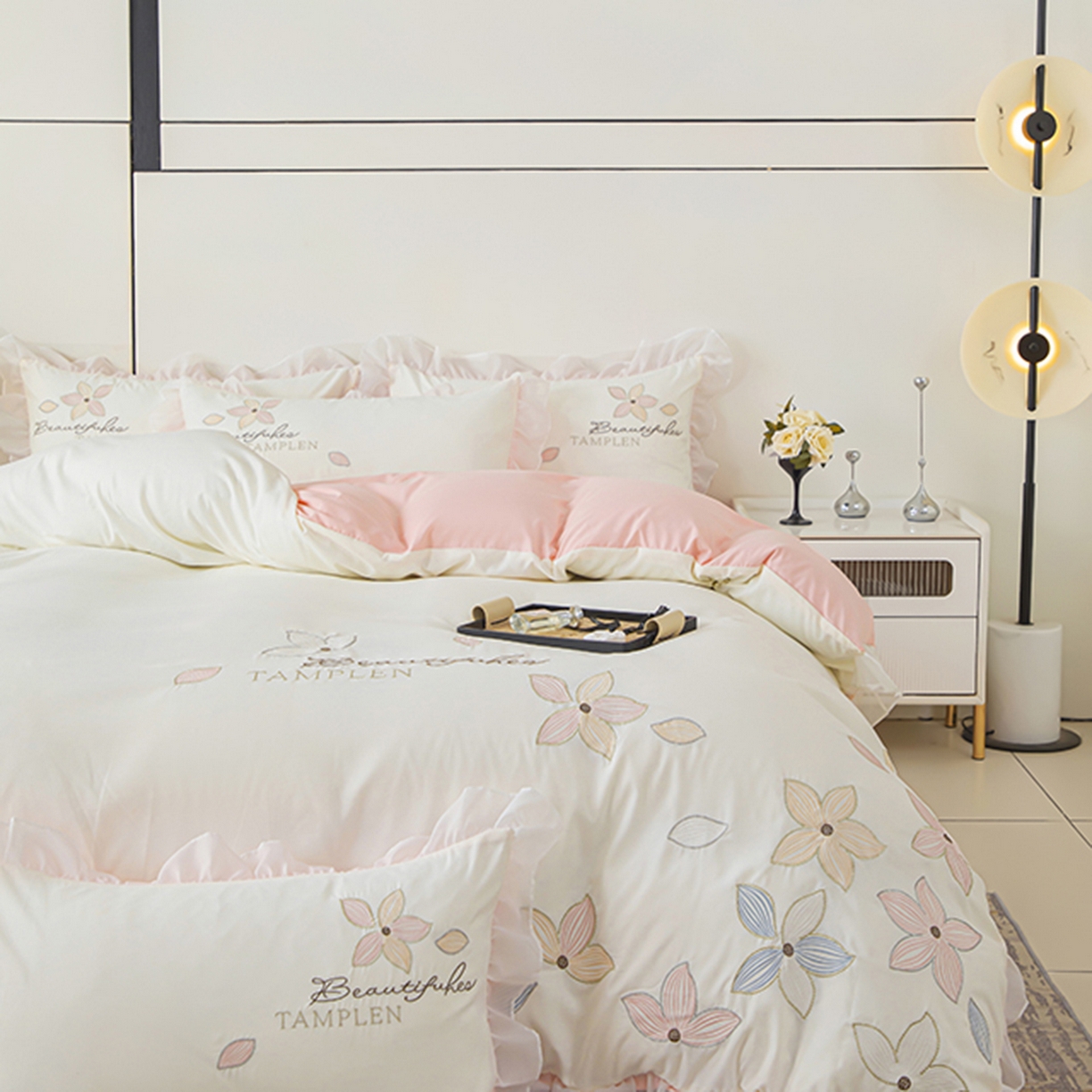 91家纺网 家纺一手货源 找家纺 （总）木子家纺 2026新款水洗棉刺绣四件套-花颜系列