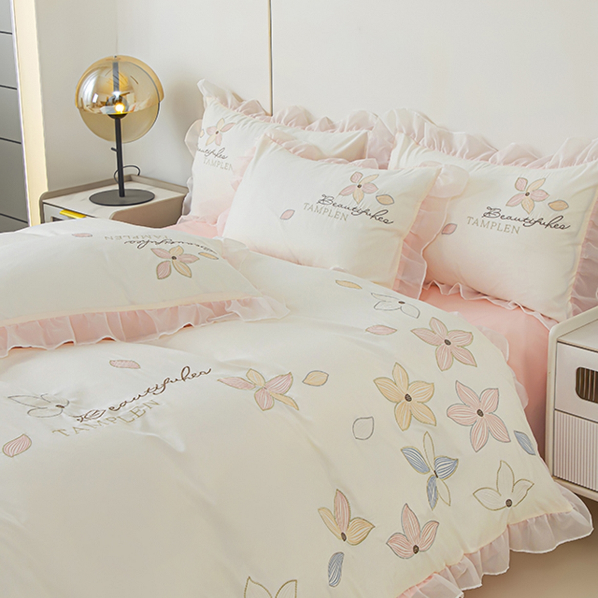 91家纺网 家纺一手货源 找家纺 （总）木子家纺 2026新款水洗棉刺绣四件套-花颜系列