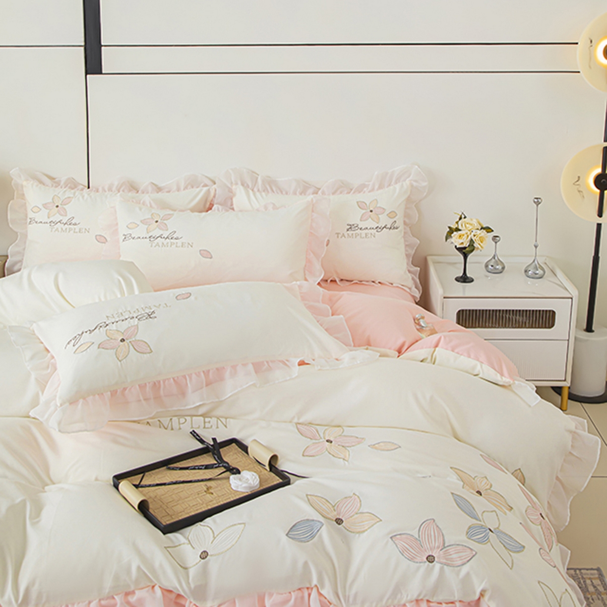 91家纺网 家纺一手货源 找家纺 （总）木子家纺 2026新款水洗棉刺绣四件套-花颜系列