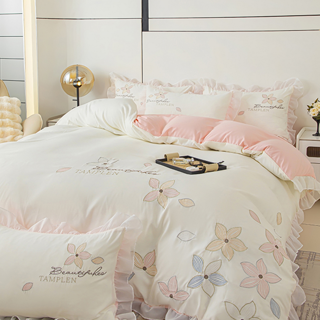 91家纺网 家纺一手货源 找家纺 （总）木子家纺 2026新款水洗棉刺绣四件套-花颜系列