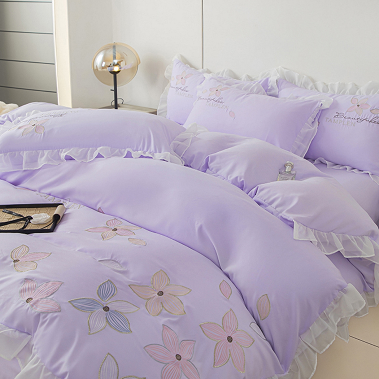 91家纺网 家纺一手货源 找家纺 （总）木子家纺 2026新款水洗棉刺绣四件套-花颜系列