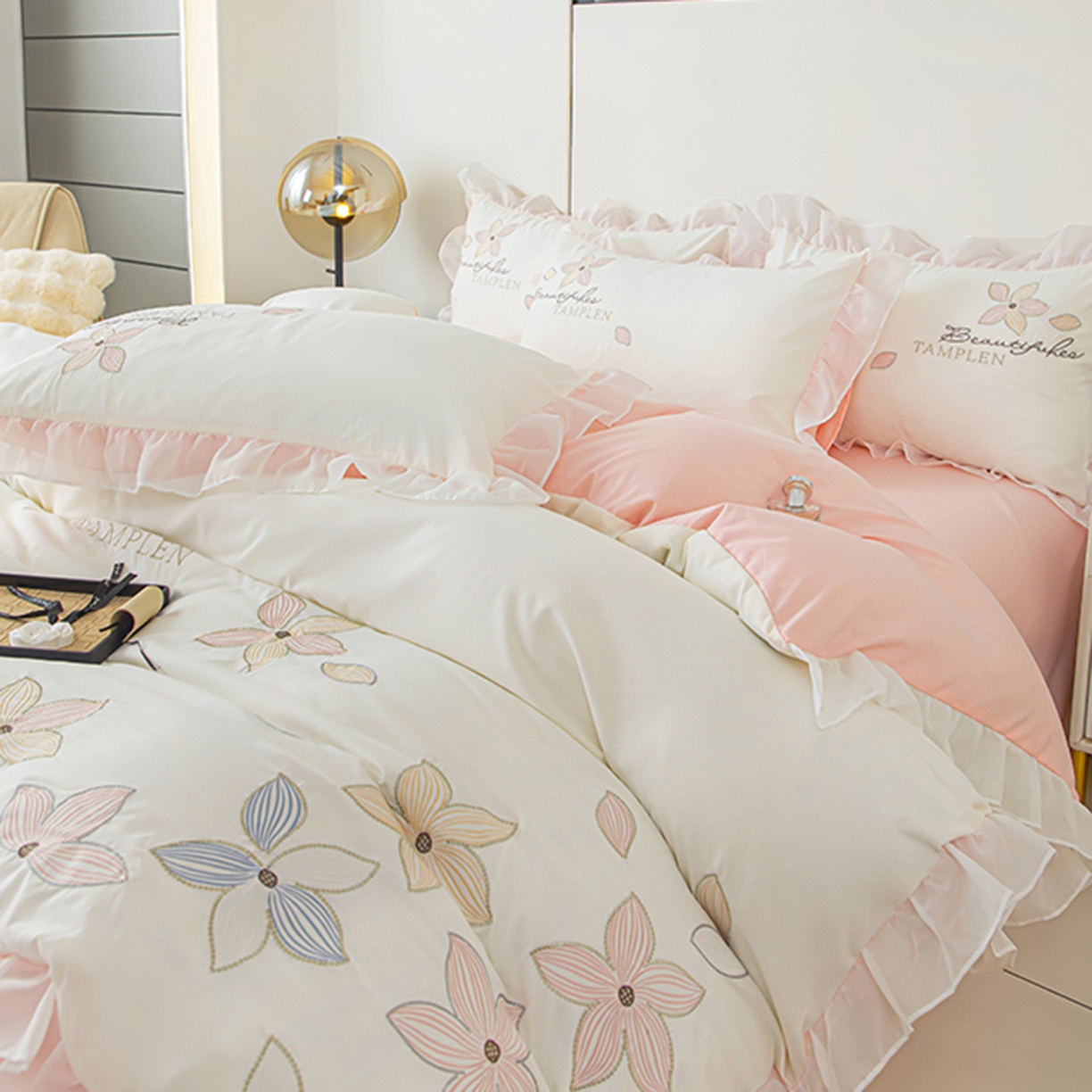 91家纺网 家纺一手货源 找家纺 （总）木子家纺 2026新款水洗棉刺绣四件套-花颜系列