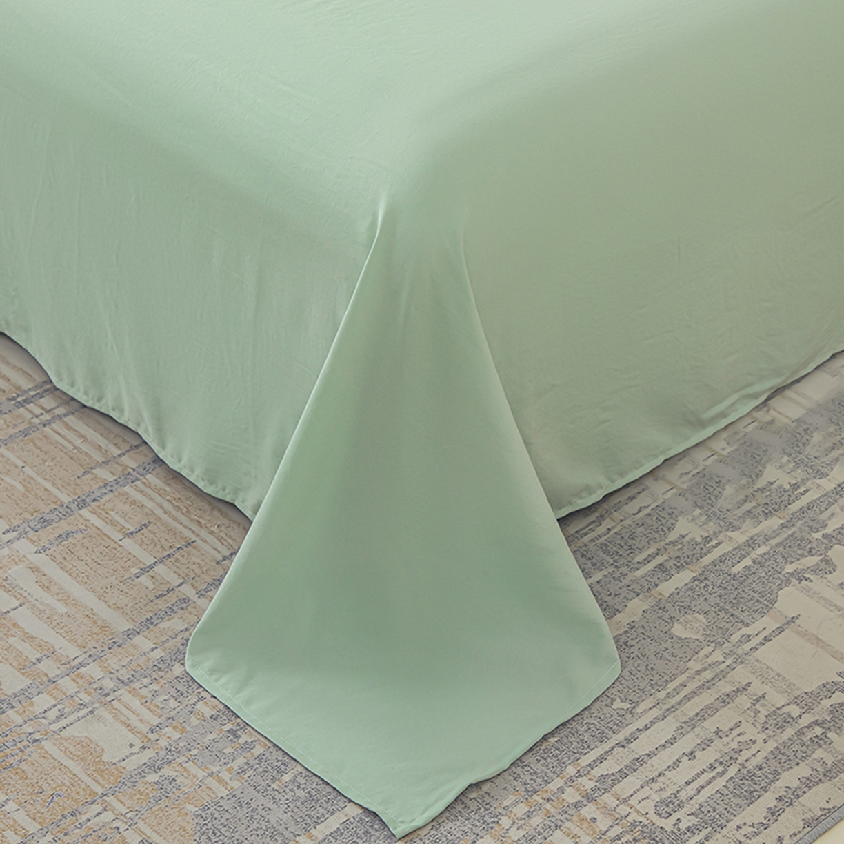 91家纺网 家纺一手货源 找家纺 木子家纺 2026新款水洗棉刺绣四件套-花颜系列 花颜-山翠绿