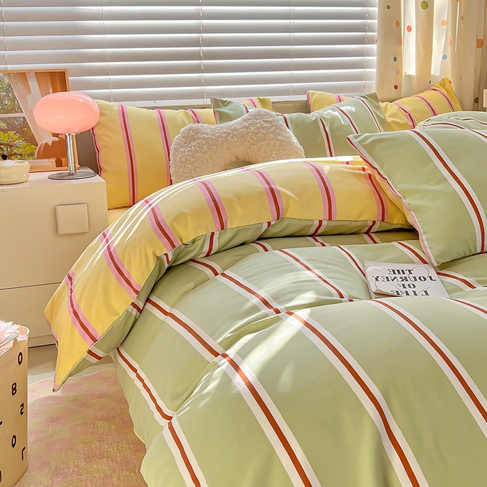 91家纺网 家纺一手货源 找家纺 木子家纺 2026新款水洗棉印花四件套--仲夏系列 不焦绿