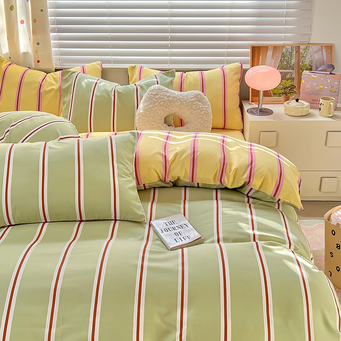 91家纺网 家纺一手货源 找家纺 木子家纺 2026新款水洗棉印花四件套--仲夏系列 不焦绿