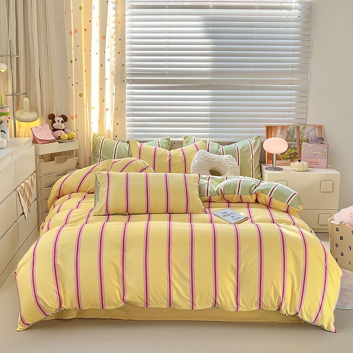 91家纺网 家纺一手货源 找家纺 木子家纺 2026新款水洗棉印花四件套--仲夏系列 不焦绿