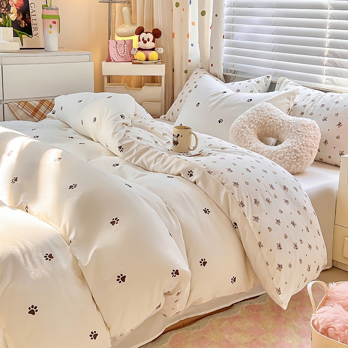 91家纺网 家纺一手货源 找家纺 木子家纺 2026新款水洗棉印花四件套--仲夏系列 花园秘境