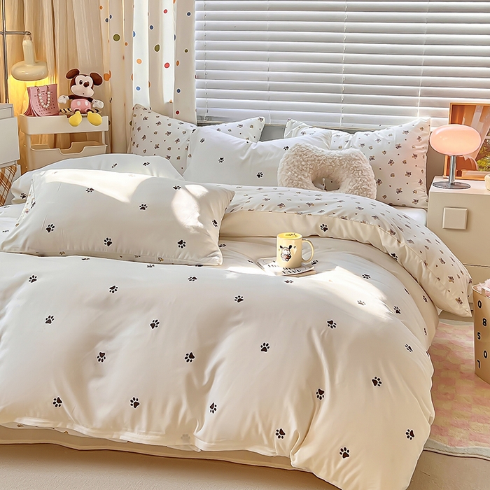 91家纺网 家纺一手货源 找家纺 木子家纺 2026新款水洗棉印花四件套--仲夏系列 花园秘境