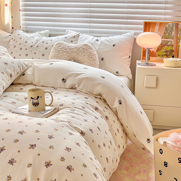 91家纺网 家纺一手货源 找家纺 木子家纺 2026新款水洗棉印花四件套--仲夏系列 花园秘境