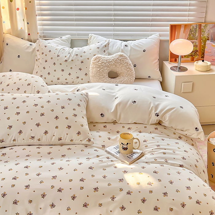 91家纺网 家纺一手货源 找家纺 木子家纺 2026新款水洗棉印花四件套--仲夏系列 花园秘境