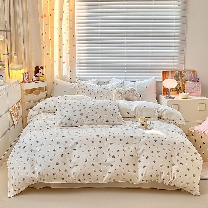 91家纺网 家纺一手货源 找家纺 木子家纺 2026新款水洗棉印花四件套--仲夏系列 花园秘境