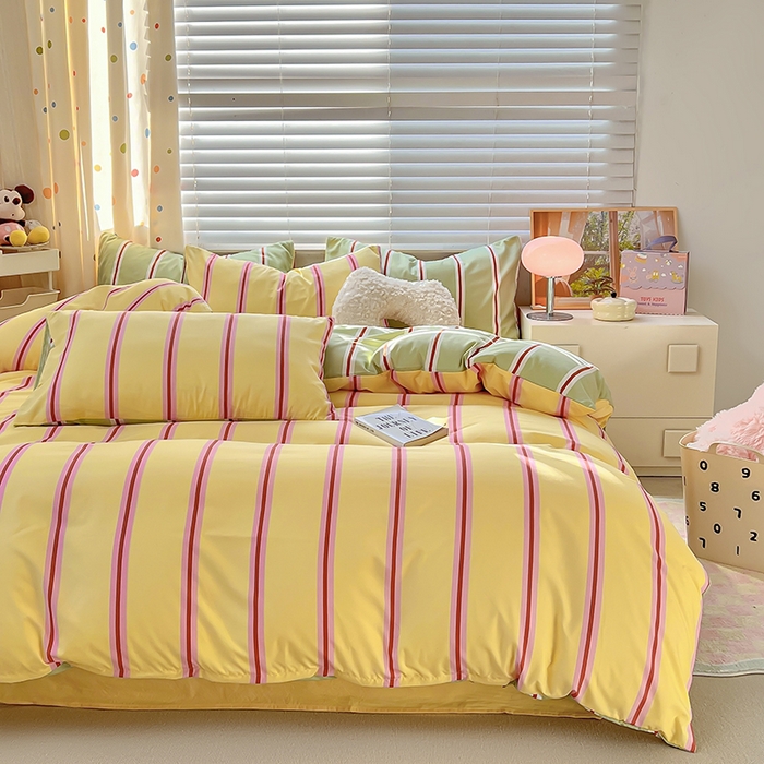 91家纺网 家纺一手货源 找家纺 木子家纺 2026新款水洗棉印花四件套--仲夏系列 不焦绿