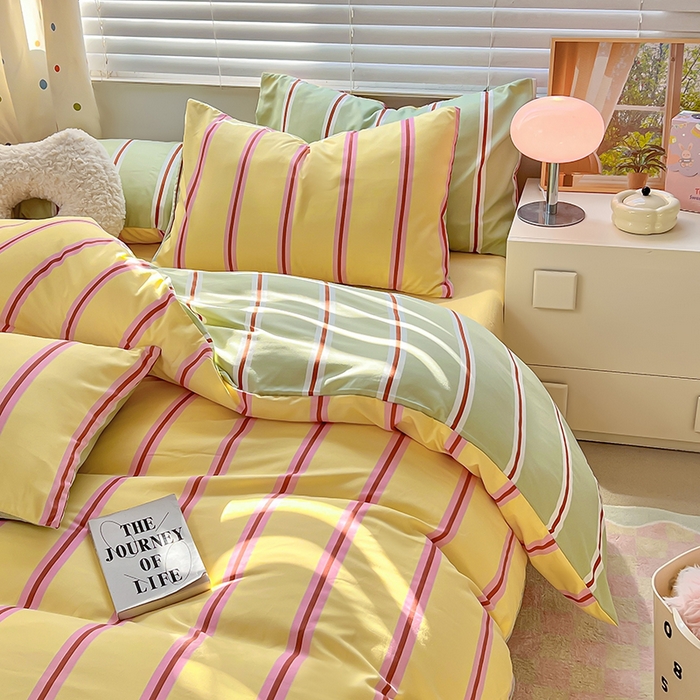 91家纺网 家纺一手货源 找家纺 木子家纺 2026新款水洗棉印花四件套--仲夏系列 不焦绿