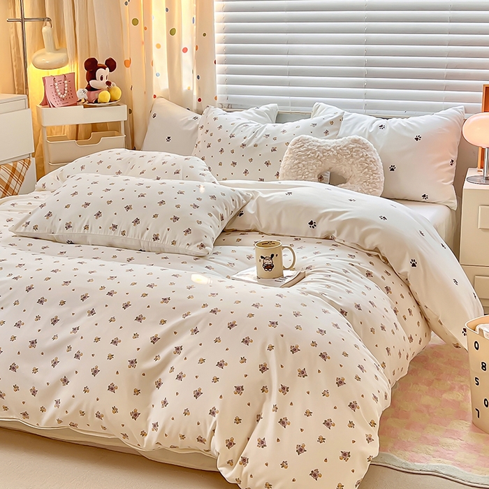 91家纺网 家纺一手货源 找家纺 木子家纺 2026新款水洗棉印花四件套--仲夏系列 花园秘境