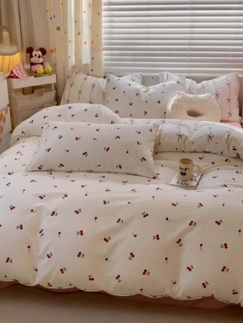 91家纺网 家纺一手货源 找家纺 木子家纺 2026新款水洗棉印花四件套--仲夏系列 花园秘境