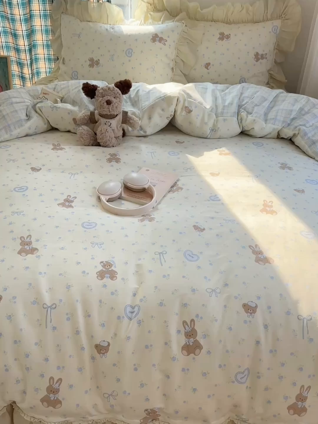 91家纺网 家纺一手货源 找家纺 （总）瑞莱 2026春夏新款全棉纯棉印花韩系卡通花边四件套