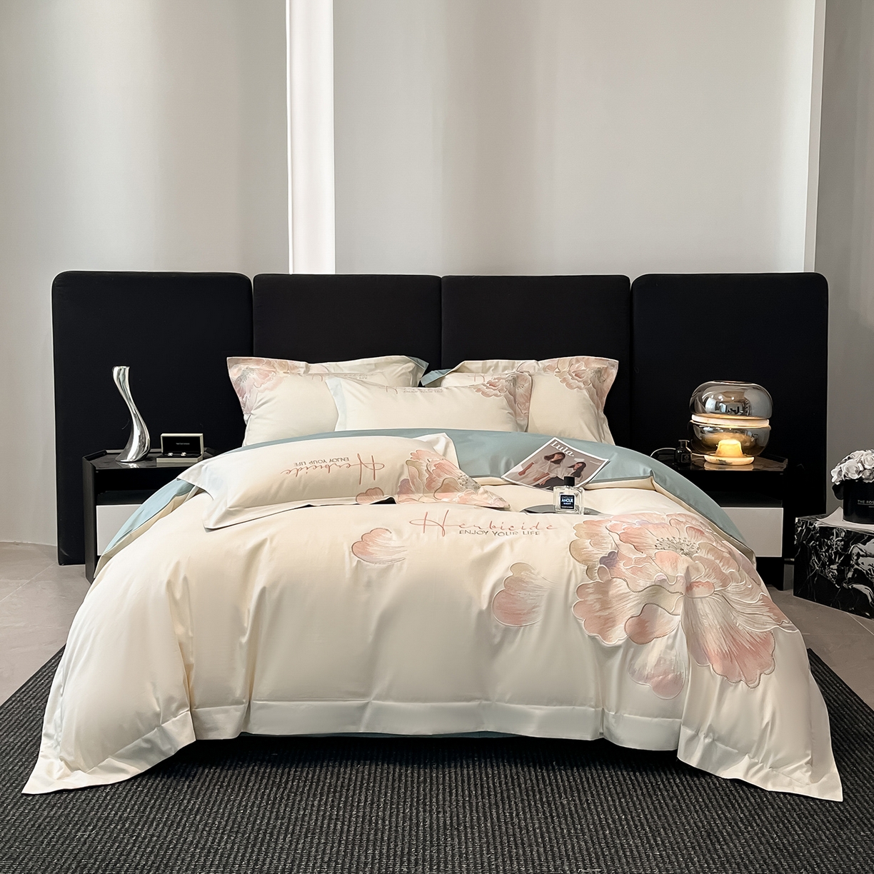 91家纺网 家纺一手货源 找家纺 （总）置顶家纺 2026春夏新款130克磨毛花间集刺绣小清新四件套-风格一