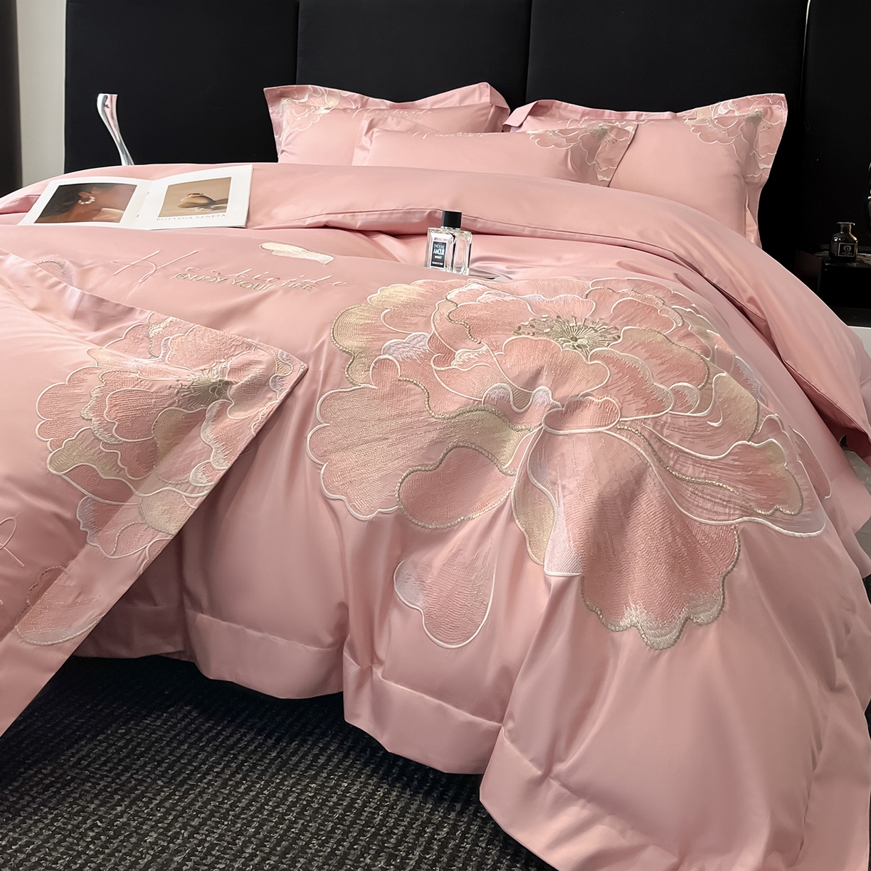 91家纺网 家纺一手货源 找家纺 （总）置顶家纺 2026春夏新款130克磨毛花间集刺绣小清新四件套-风格一