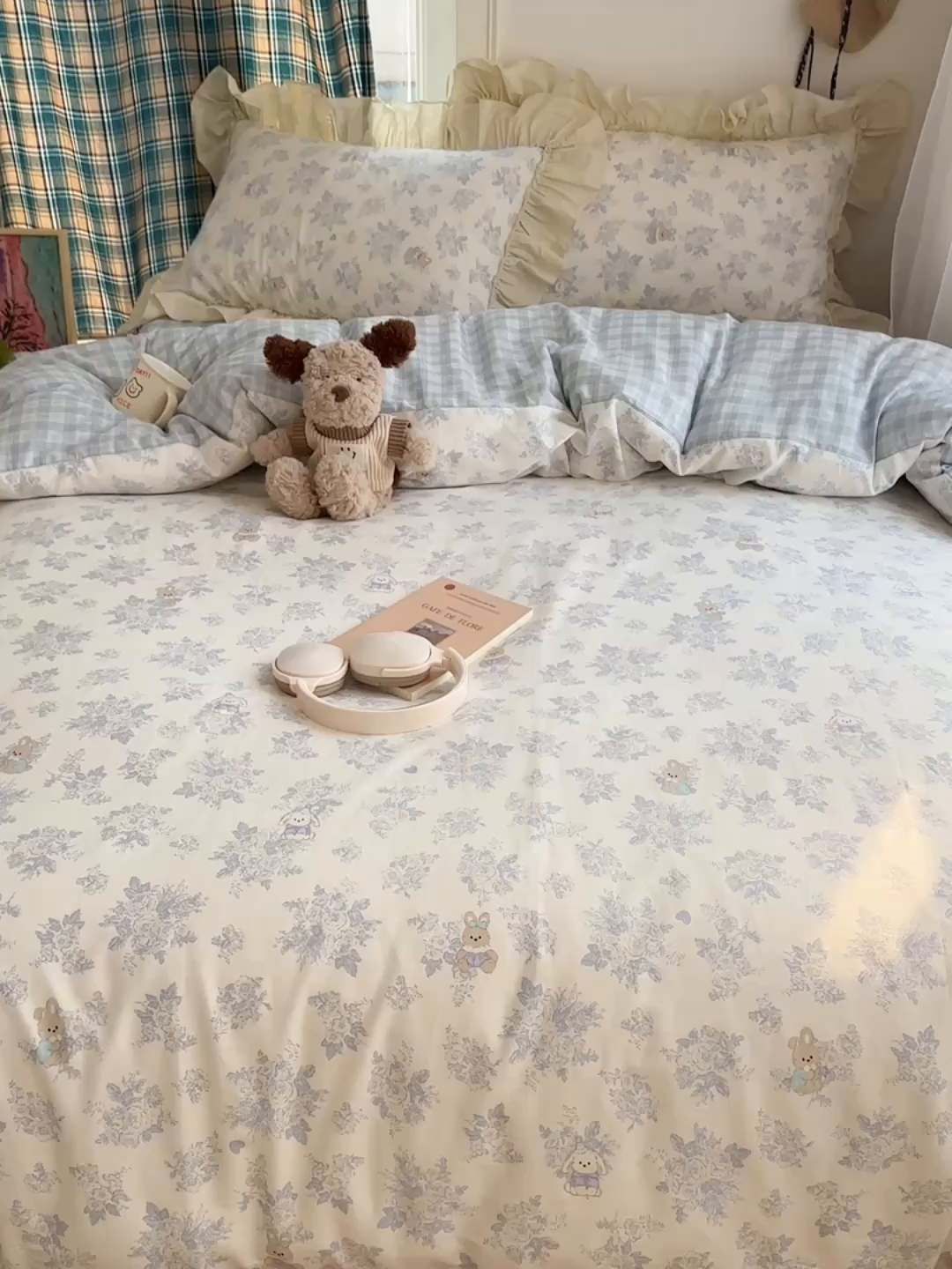 91家纺网 家纺一手货源 找家纺 瑞莱 2026春夏新款全棉纯棉印花韩系卡通花边四件套 秘境