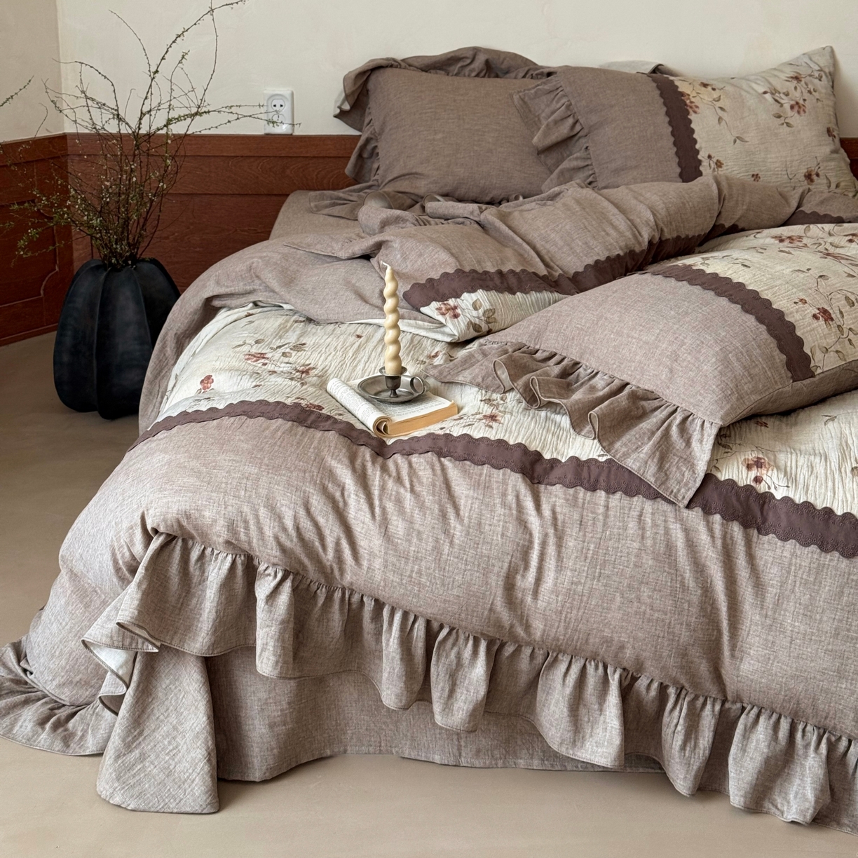 91家纺网 家纺一手货源 找家纺 （总）佳汐蓝家纺 2026春夏新款棉麻皱皱双层纱四件套-古风铃岚 控价：卷后不低于398