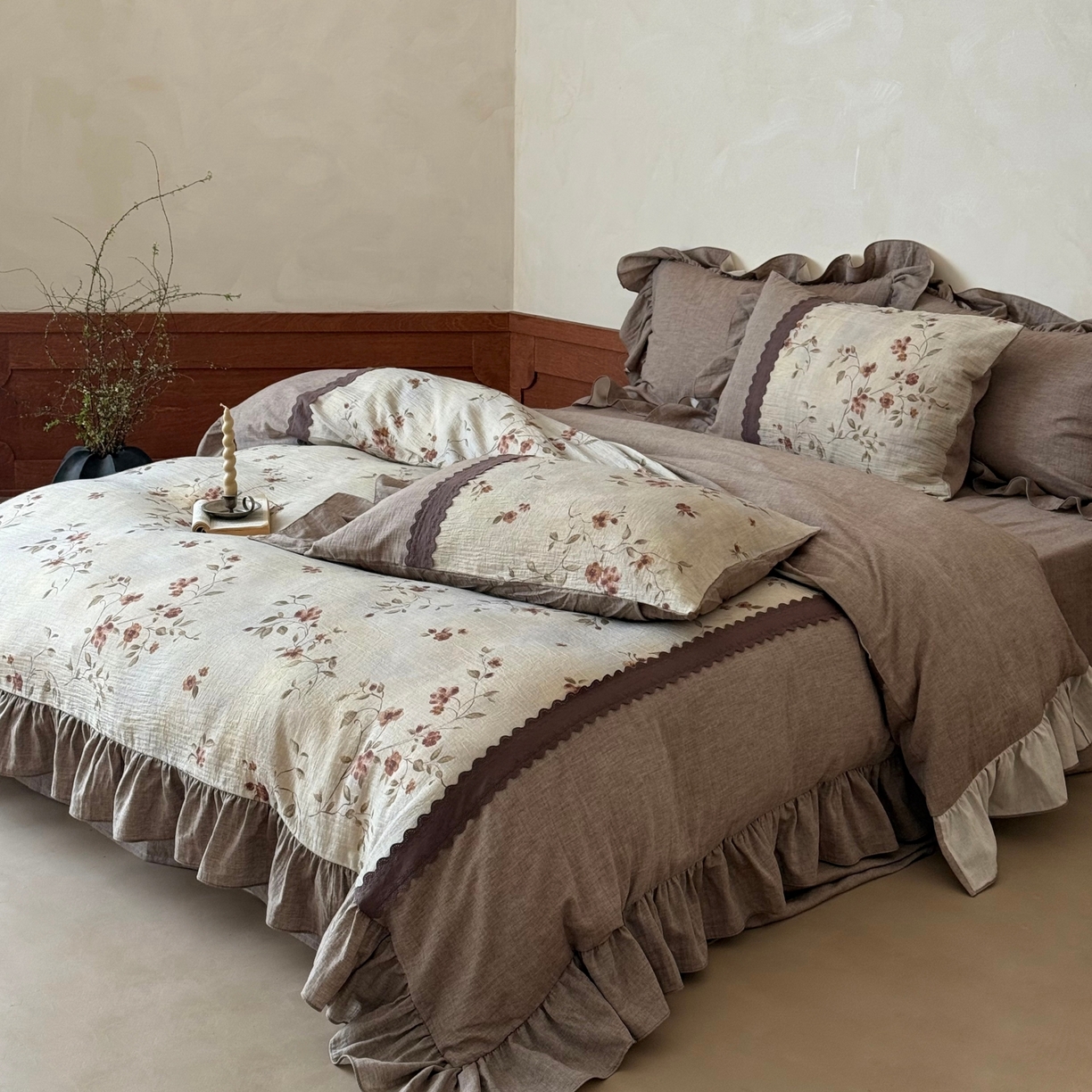 91家纺网 家纺一手货源 找家纺 （总）佳汐蓝家纺 2026春夏新款棉麻皱皱双层纱四件套-古风铃岚 控价：卷后不低于398