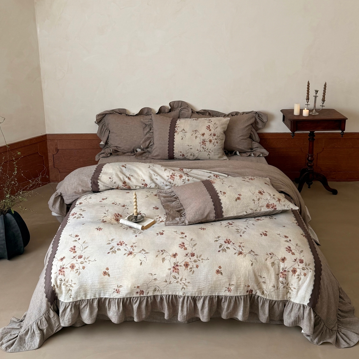 91家纺网 家纺一手货源 找家纺 （总）佳汐蓝家纺 2026春夏新款棉麻皱皱双层纱四件套-古风铃岚 控价：卷后不低于398