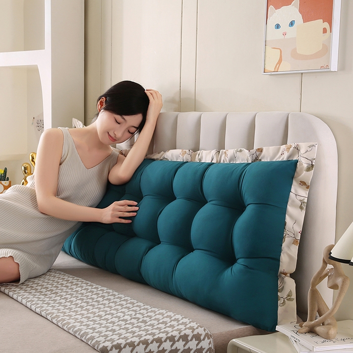 91家纺网 家纺一手货源 找家纺 永光家居 2026新款洛熙床头靠垫（不供多多） 孔雀蓝